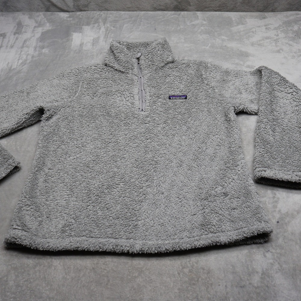 Patagonia Sweater Women Medium Grey Los Gatos 1/4 Zip Pullover High Pile Fleece